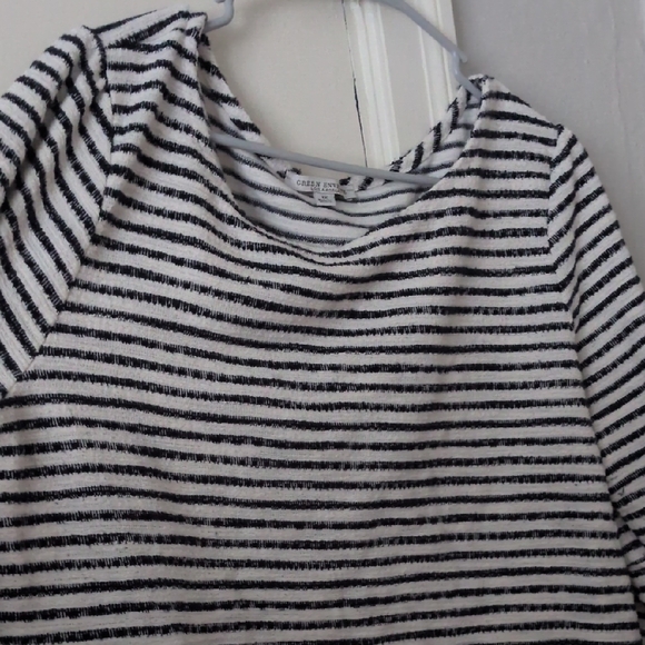 Green Envelope Los Angeles Blue and White Striped Blouse Size 1X Made In Mexico - Picture 5 of 9